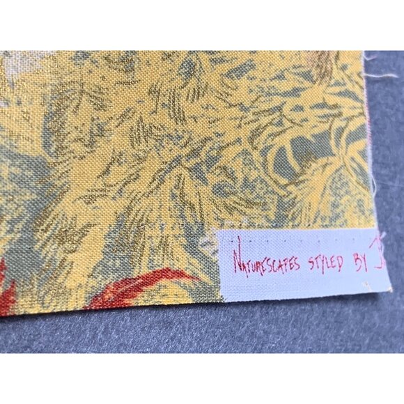 Fern-Themed Decorative Fabric Yellow Red & Green "NaturEscapes" Pattern 19" x 42 - Picture 4 of 6